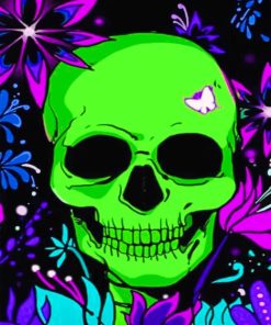 Neon Skulll Flower paint By Numbers