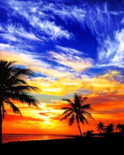 Orange And Blue Sky Clouds paint by numbers