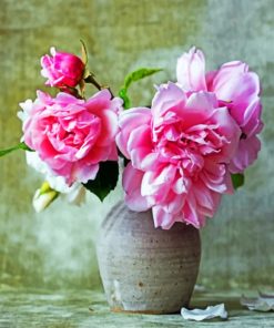 Pink Flowers On Vase paint by numbers