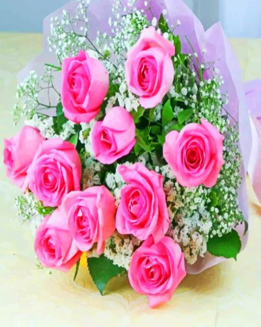 Pink Roses Bouquet paint by numbers