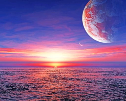 Planet Ocean Sunset paint by numbers
