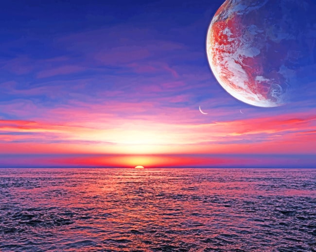 Planet Ocean Sunset paint by numbers
