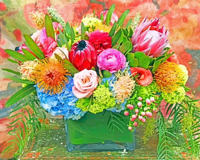 Protea Bouquet paint by Numbers