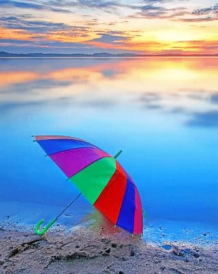 Rainbow Umbrella paint by numbers