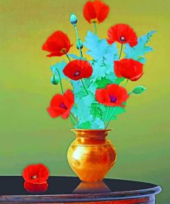 Red Poppies Vase paint by numbers