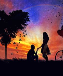 Romantic Couple Silhouette paint by numbers