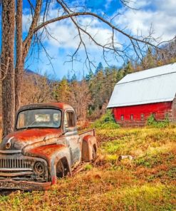 Rusty Truck In Farm paint by numbers