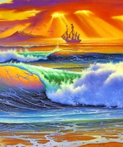 Sea Sunset Waves paint by numbers