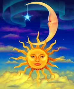 Sun and Moon art Paint by numbers