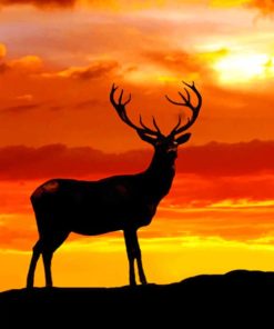 Sunset Deer Silhouette paint by numbers