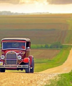 Vintage Car On Road paint by numbers