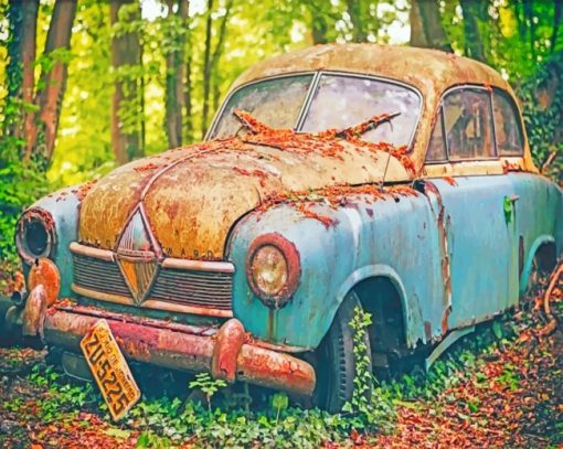 Vintage Rusty Car paint by numbers