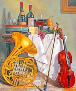 Vintage Tuba And Violin paint by numbers