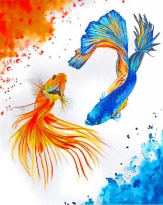 Watercolor Koi Fishes paint by numbers