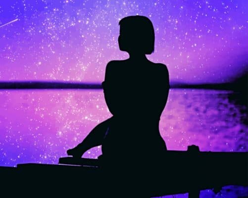 Woman Silhouette Under Stars paint by numbers