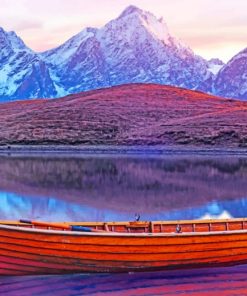 Wooden Boat On Lake paint by numbers