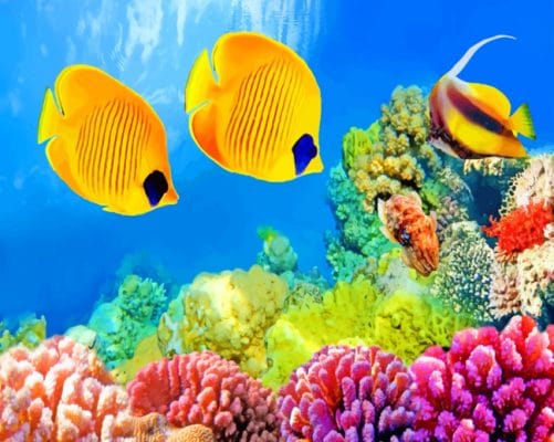Yellow Fishes Under Sea paint by numbers