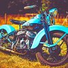 Aesthetic Blue Harley Davinson paint by number