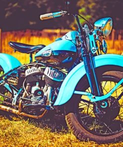 Aesthetic Blue Harley Davinson paint by number