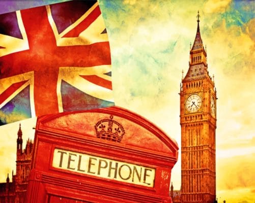 Big Ben And British Flag paint by numbers