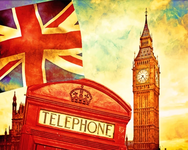 Big Ben And British Flag paint by numbers
