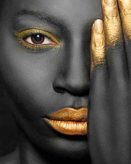 Black And Gold Face paint by numbers