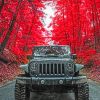 Black Jeep Under Red Trees paint by numbers