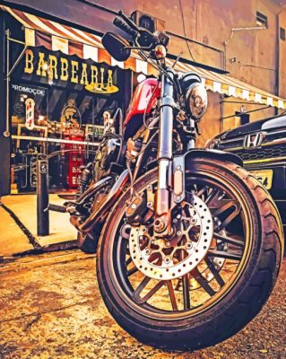 Black Motorcycle paint by numbers