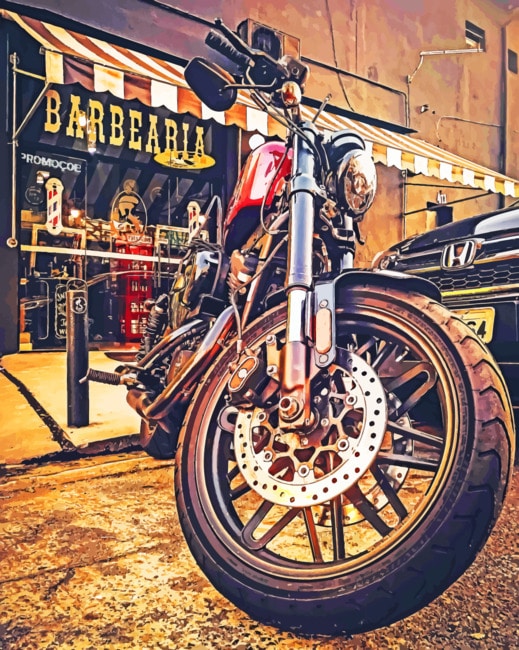 Black Motorcycle paint by numbers