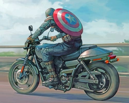 Captain America On Motorcycle Paint by numbers