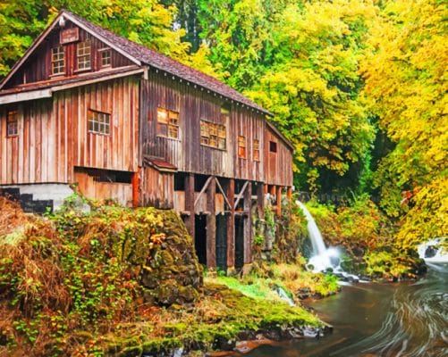 Cedar Creek Grist Mill paint by numbers