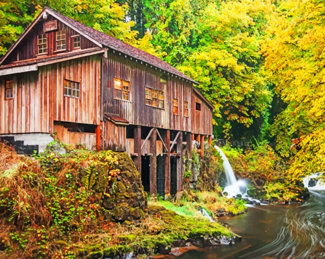 Cedar Creek Grist Mill paint by numbers