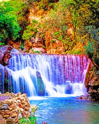 Chefchaouen Waterfall paint By Numbers