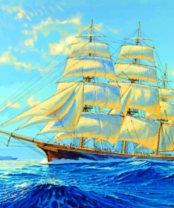 Clipper Ship In Ocean paint by numbers