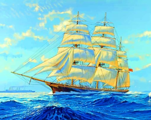 Clipper Ship In Ocean paint by numbers