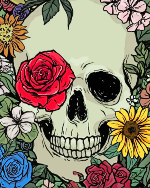 Flowring Skull paint By Numbers