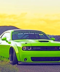 Green Dodge Challenger Car paint by numbers