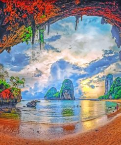 Krabi Thailand Cave Beach paint by numbers