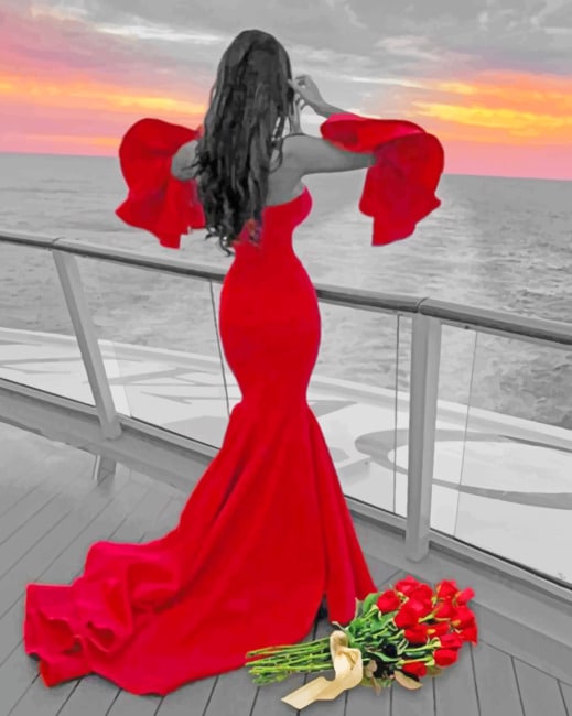Lady With Red Dress paint by numbers