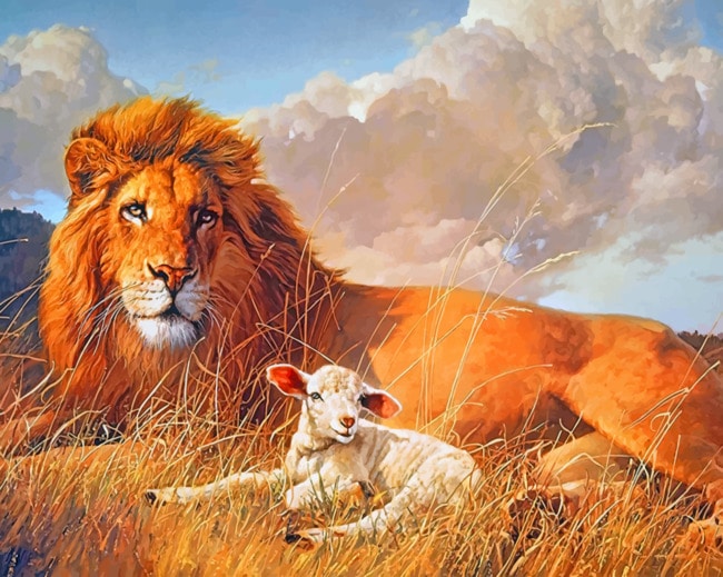 Lion And Lamb paint by numbers