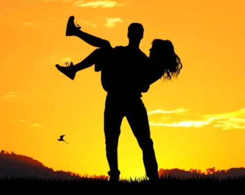 Lovers Silhouette paint by numbers