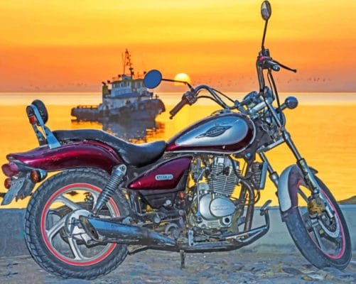 Motorbike Sunset paint by numbers