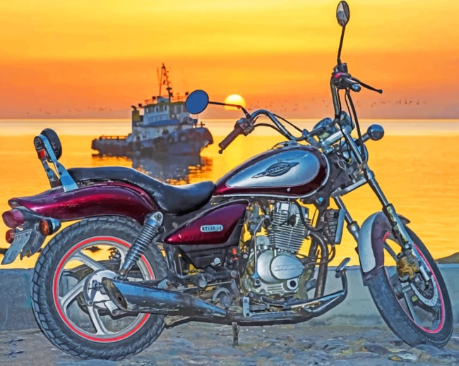 Motorbike Sunset paint by numbers