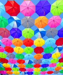 Multicolored Umbrellas paint by numbers