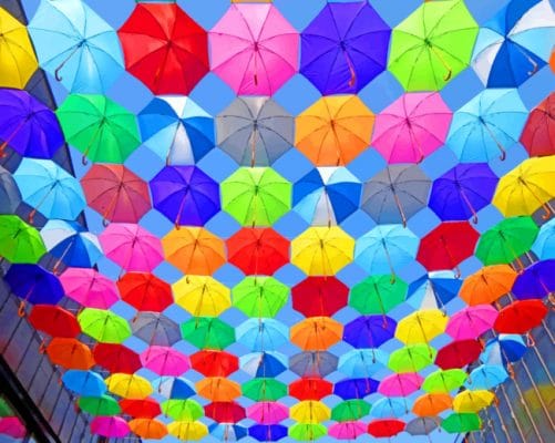 Multicolored Umbrellas paint by numbers
