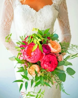 Peonies Bouquet Bride paint by numbers