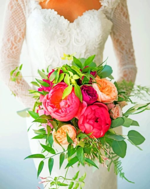 Peonies Bouquet Bride paint by numbers