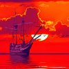 Silhouette Of Ship During Golden Hour paint by numbers