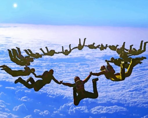 Skydiving Team Work paint by numbers