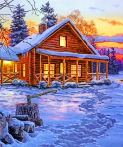 Snow Cabin paint by numbers